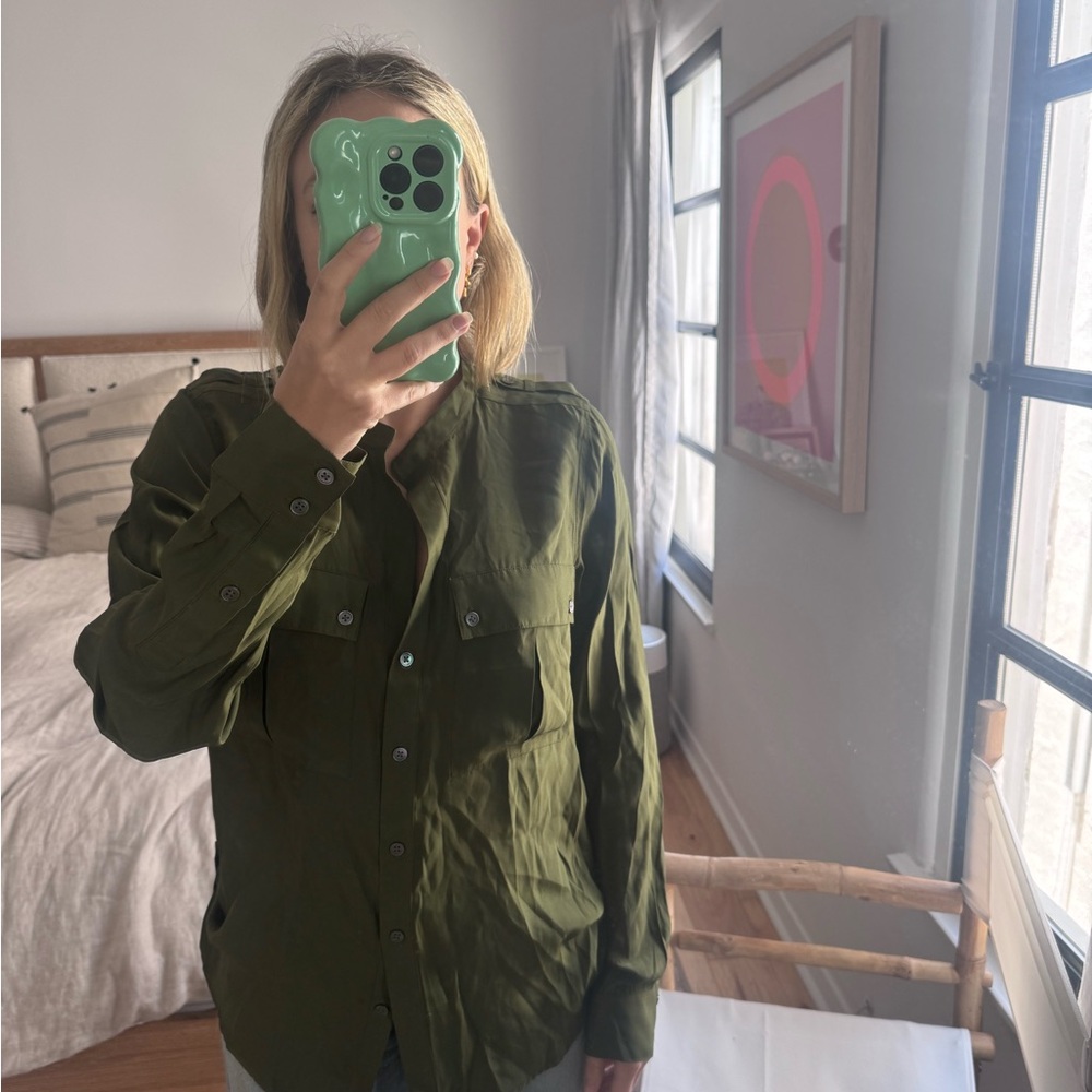 Elizabeth and James Green Utility Silk Shirt